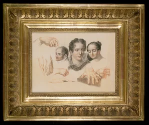 Studies of female and male heads and hands, 1815